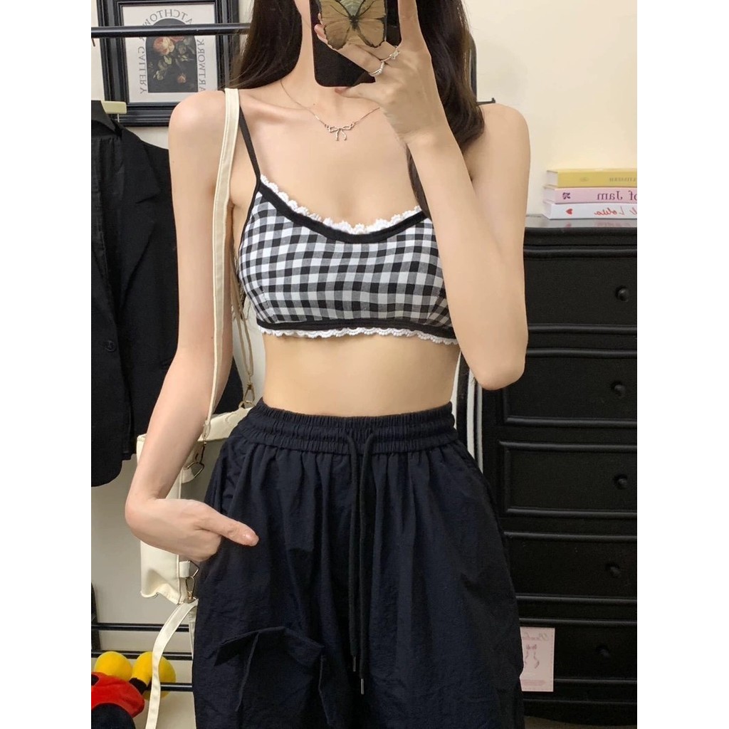 OFF SHOP   บราสายเดี่ยว มีฟองน้ำ มินิมอลสม๊อคด้านหลัง ดีเทลลายสก๊อต -FY756 ราคา ถูกที่สุด ดีลบีเคเค แกลเลอรีภาพที่ 4