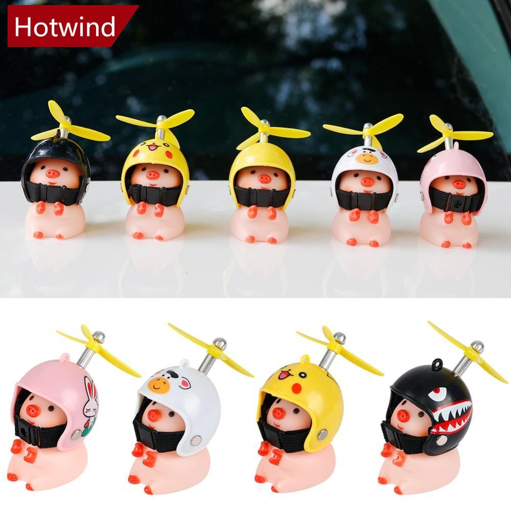 Hotwind หมวกกันน็อคหมูน้อยสีชมพูรถอุปกรณ์เสริมลมหักรถน่ารักหมูสีชมพูลมทําลายเป็ดตกแต่งรถอัตโนมัติ G8O9