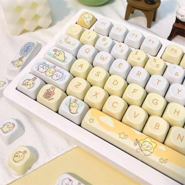 คีย์แคปไทย คีย์แคป chiikawa keycaps MOA น่ารักมาก Usachi Hachigiyi กลมกล่อม PBT ระเหิด keycaps มังกร