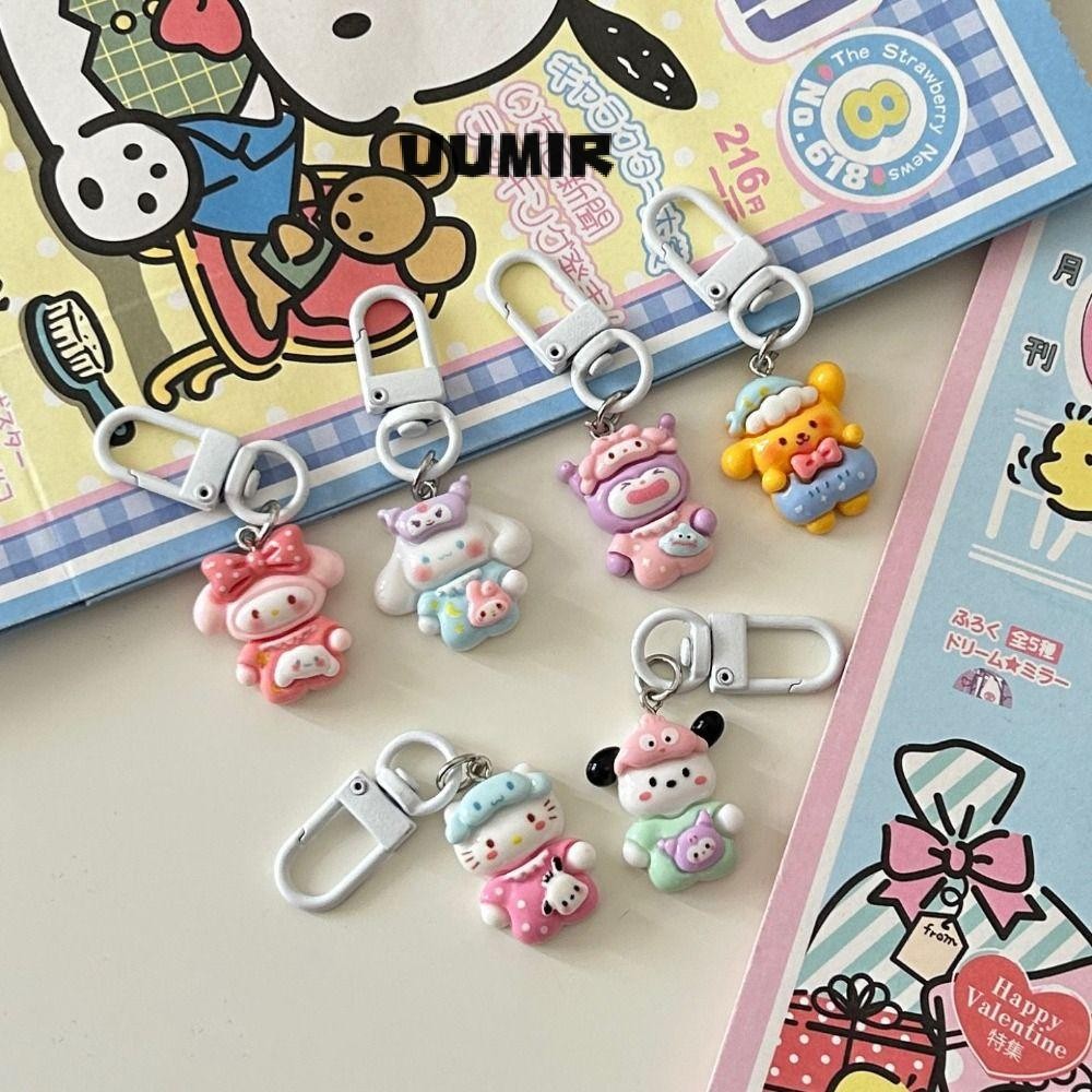 UUMIR SANRIO พวงกุญแจชุดนอนอนิเมะ, พวงกุญแจ ซานริโอ การ์ตูนน่ารัก, เครื่องประดับแขวนสาวหวาน จี้กระเป๋าเป้แฟชั่น