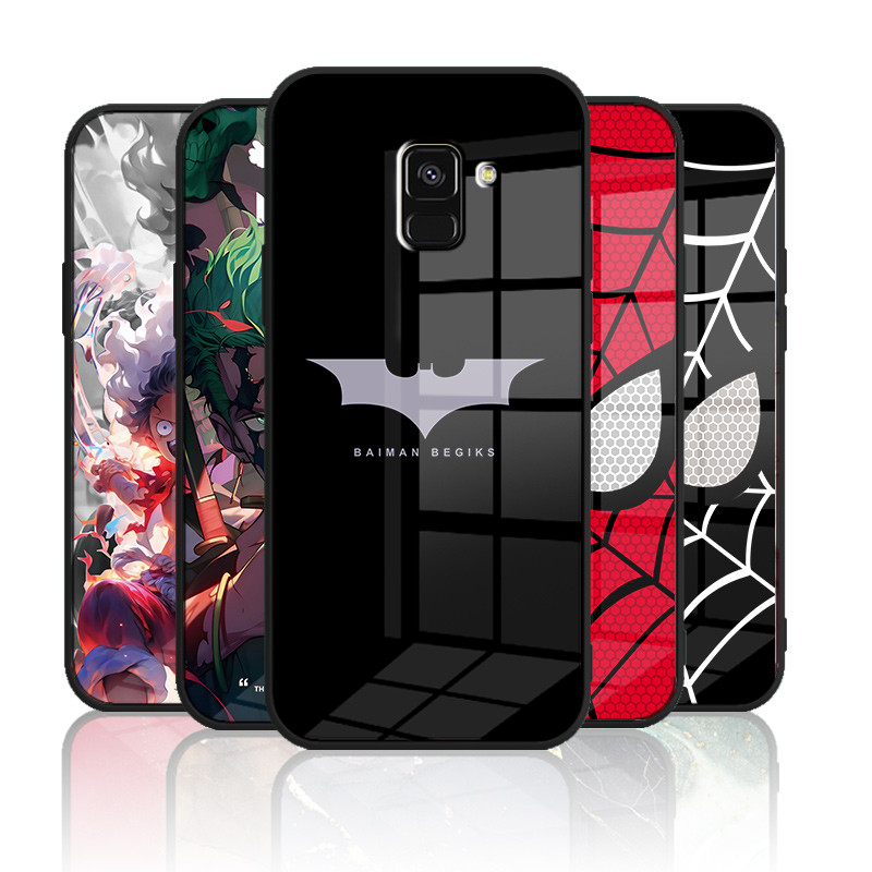 เคสกระจก Samsung galaxy A5 2018 / A8 2018 / A6 2018 / A6 plus 2018 / A8 plus 2018 / J6 2018 เคสกระจกนิรภัยฮาร์ดฝาหลังขอบซิลิคอนอ่อน