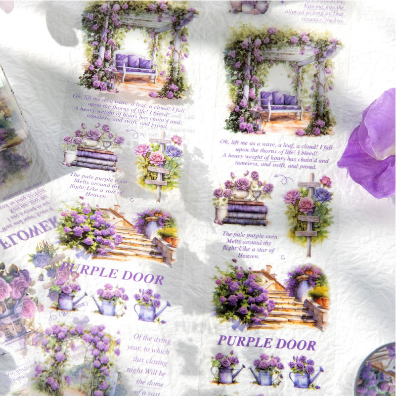 Mr.paper 200 ซม./โรล เทปกาว สวนสาธารณะสวน โรแมนติกดอกกุหลาบ เทปพิมพ์อักษร ใช้สำหรับติดกระดาษมือ โทรศัพท์มือถือ การ์ดอวยพร แก้ว การตก แต่ง
