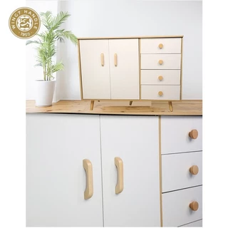 มือจับประตูตู้เสื้อผ้า ลิ้นชัก ไม้วอลนัท ไม้เนื้อแข็ง ขนาดเล็ก สีดํา สีบีช