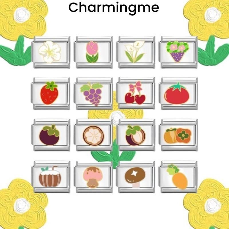 Fruits Series Italian Charm สร้อยข้อมือสแตนเลส Links Fit สร้อยข้อมือ 9 มม. DIY ทําเครื่องประดับ