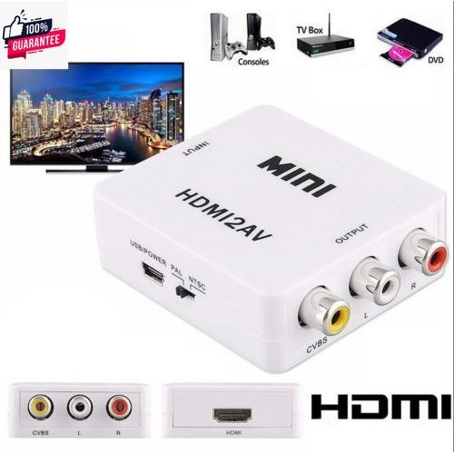 HDMI to AV Converter 1080P แปลงสัญญาณภาพและเสียงจาก HDMI เป็น AV สีขาว