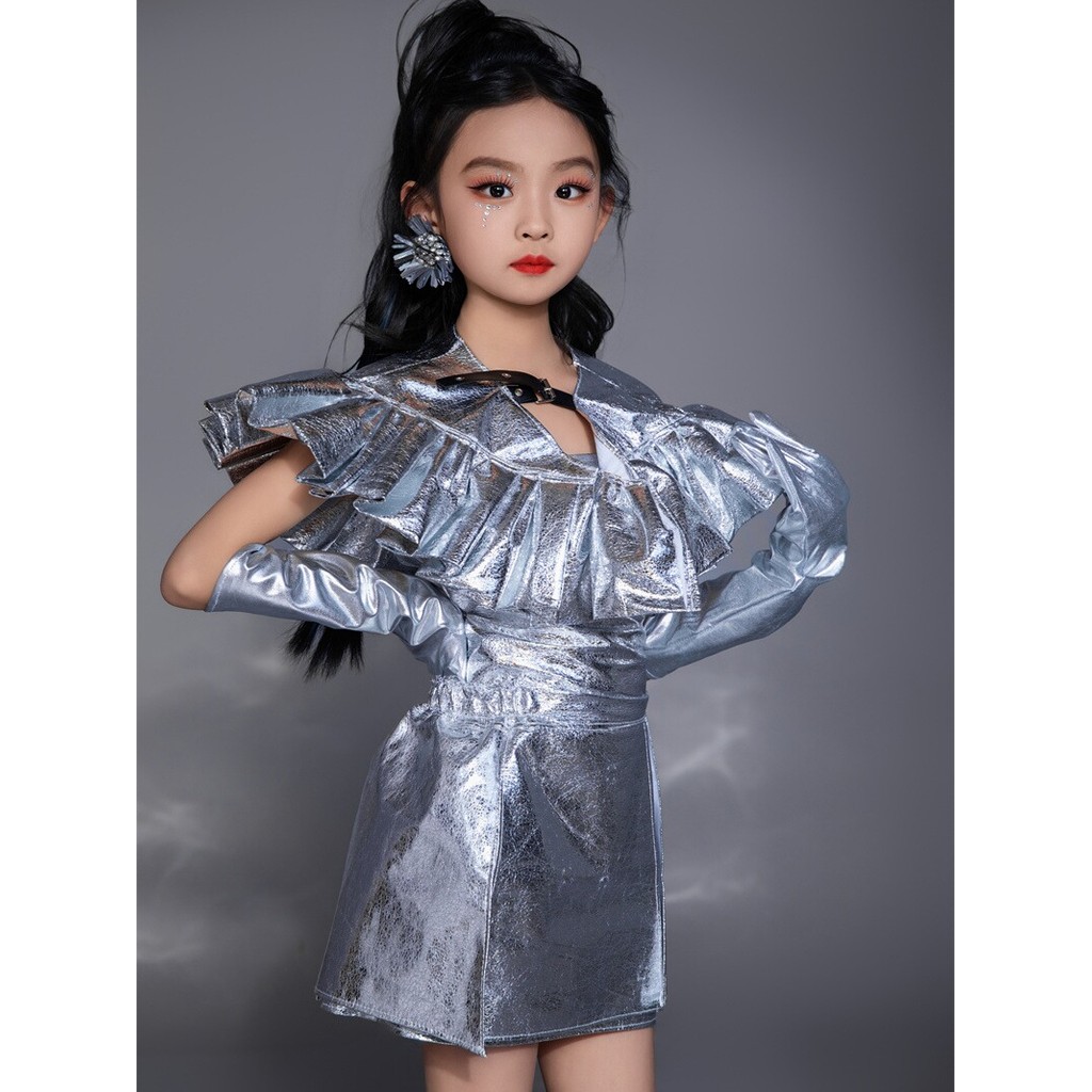 ชุดหนังเด็กผู้หญิงสีแดงกุหลาบ/เงินสไตล์เทคโนโลยี Yuan Universe 9