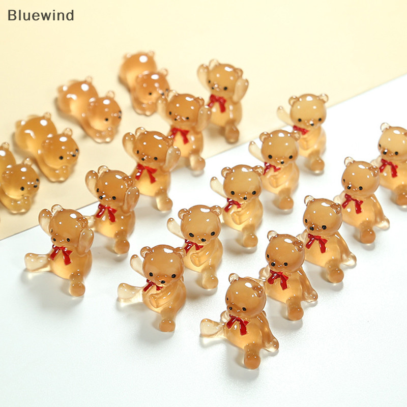 Bluewind Luminous Bow Bear ตุ๊กตาเครื่องประดับจี้เรืองแสงเรซิ่น Micro Garden ภูมิทัศน์ DIY เครื่องประดับรถตกแต่งของเล่นใหม่
