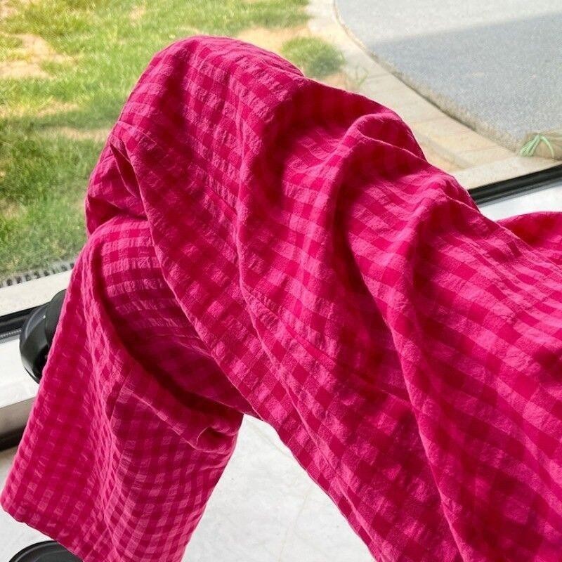 YY54 กางเกงลายสก็อต สไตล์เกาหลี ผู้หญิงเอวสูงยางยืด - รูปที่ 7