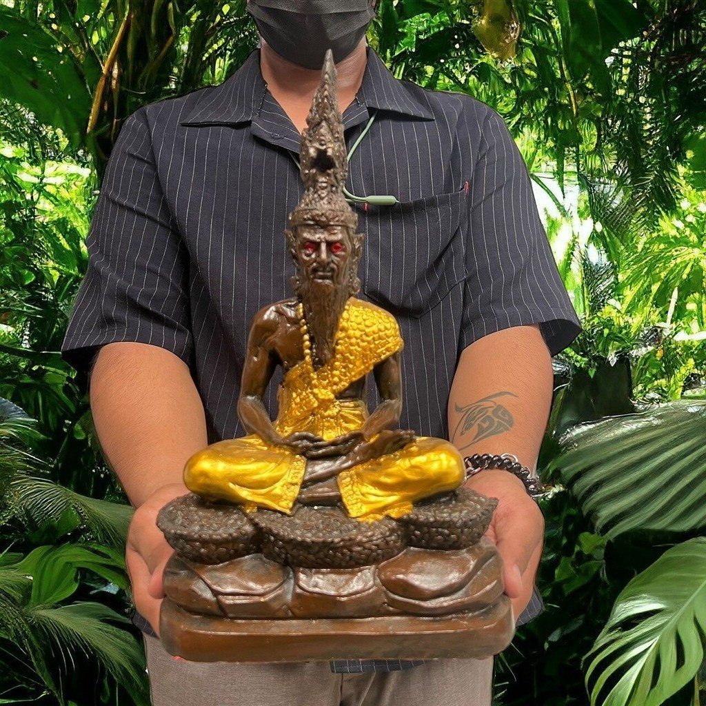 พ่อปู่ฤาษี ธุชง สีไม้ทาทอง งานพรีเมี่ยม ขนาด 5 นิ้ว สูง 8 นิ้ว (sumpati) - รูปที่ 3