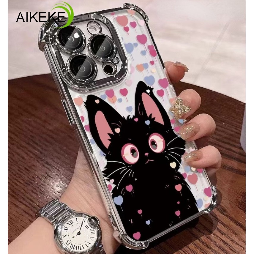แมวน่ารักสไตล์เกาหลี Anti-fall ปลอกสําหรับ Xiaomi 15 14 Pro Poco M6 5G Redmi 14C 14R 13C 13R หมายเหตุ 14 13 Pro Plus 4G เคสโทรศัพท์ชุบโปร่งใสคู่ปกหลัง