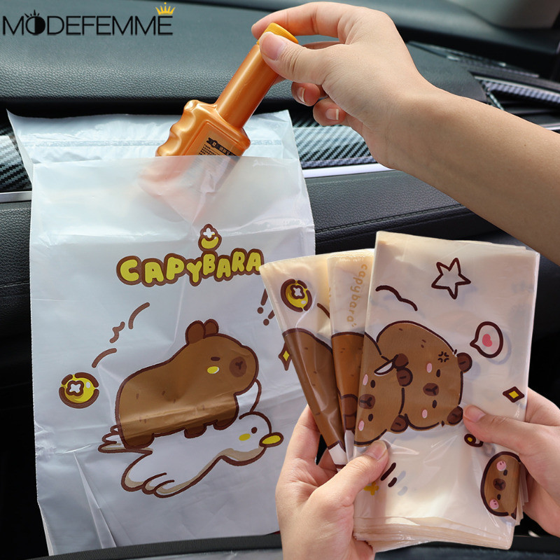 [ ที่โดดเด่น ] ถุงขยะแบบใช้แล้วทิ้ง Capybara - ถุงขยะพลาสติกในรถยนต์ - ถุงเก็บแบบมีกาวในตัว - กระเป๋าจัดเก็บขอบโต๊ะ - พับได้ แบบพกพา ป้องกันการรั่ว