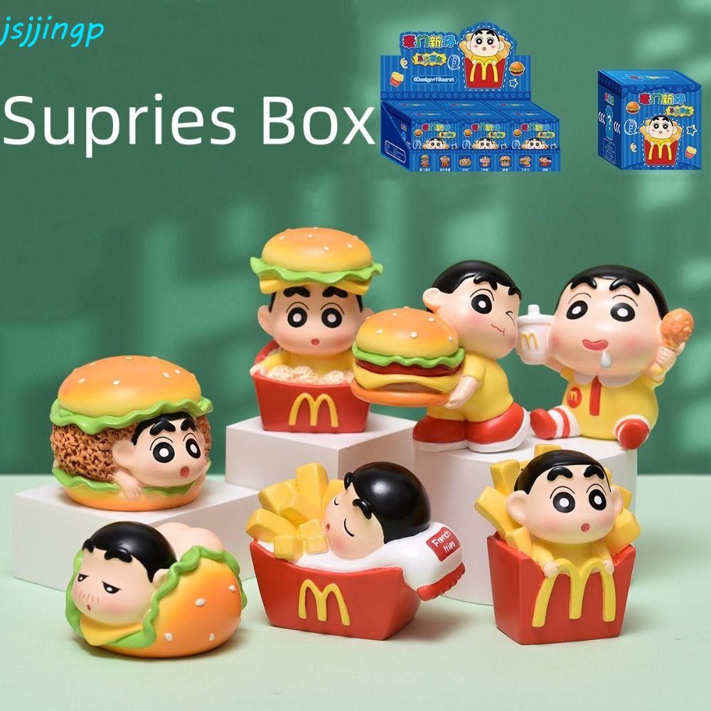 Jsjjingp Nohara Shinnosuke รูป,อะนิเมะอุปกรณ์ต่อพ่วงของเล่น Crayon Shin-Chan ตัวเลข, ของเล่นเด็ก Kawaii เครื่องประดับ Burger Fries Desktop Decor
