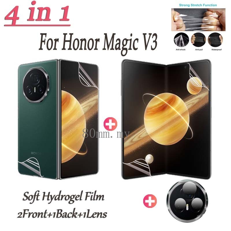 ฟิล์มกันรอย 3 in1 สำหรับ Honor Magic V3 Vs3 V2 RSR Porsche Design ฟิล์มหน้า ฟิล์มหลัง ฟิล์มด้านใน ฟิล์มไฮโดรเจล TPU ฟิล์มกันรอยกล้อง