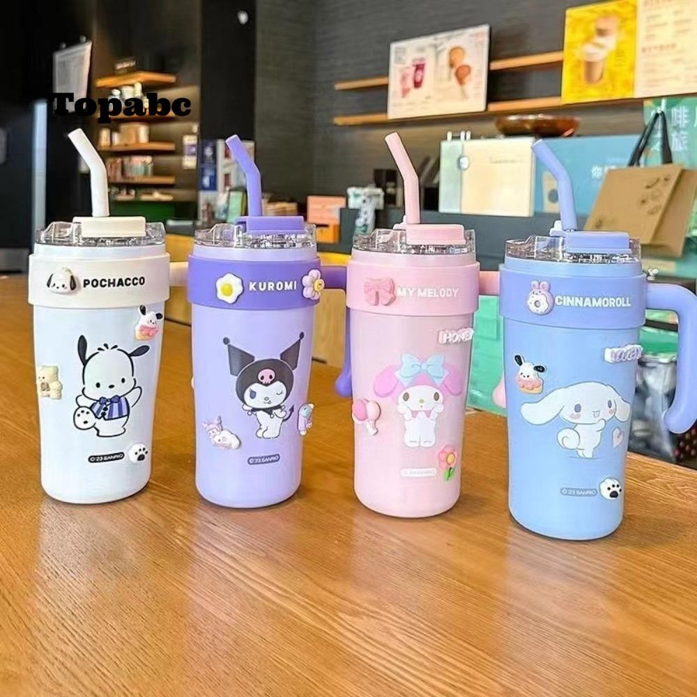 SANRIO สูงสุด ถ้วยกาแฟฉนวน, สแตนเลส ซานริโอ กีฬาขวดน้ํา, รถ คุโรมิ ซินนามอนโรล ติดตั้งด้วยถ้วยเครื่องดื่มฟางโฮมออฟฟิศโรงเรียน