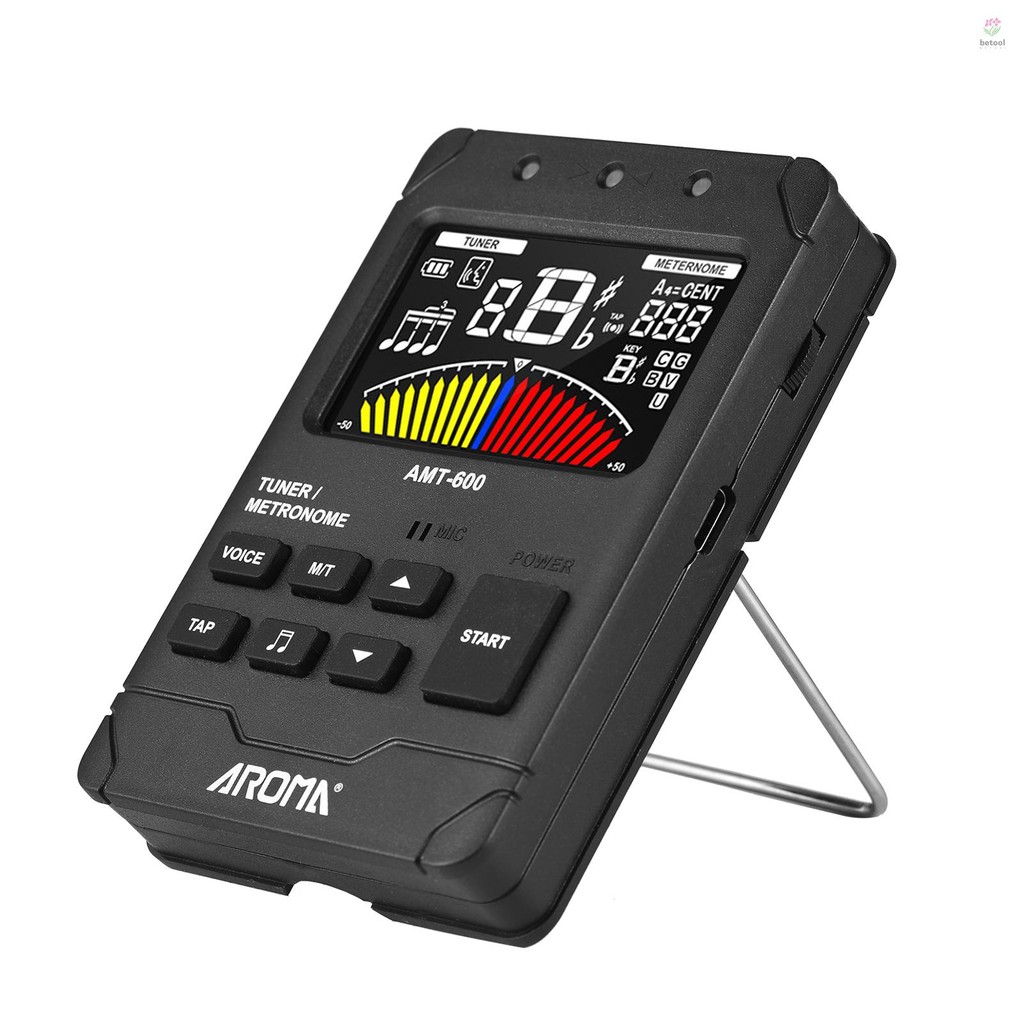 Aroma AMT-600 จูนเนอร์ & Metronome & Tone Generator 3-in-1 ชาร์จ 2.5 นิ้วสี LCD จูนเนอร์กีตาร์ Mini Digital Metronome อิเล็กทรอนิกส์ Metronome พร้อมสายเคเบิลรถกระบะสําหรับ Guita