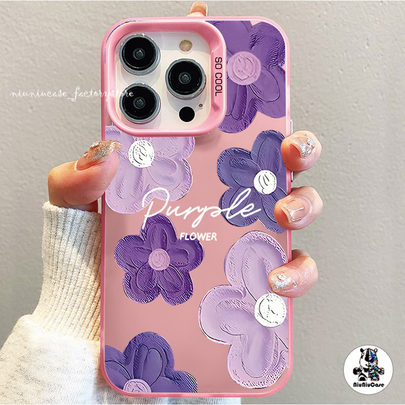 เคสไอโฟน11 ซิลิโคนนุ่มเคสโทรศัพท์ ดอกไม้เกสรดอกไม้ผ้าสีม่วง For IPhone 11 13 12 7Plus 14 15 11 Pro MAX 8 7 Plus X XR XS - รูปที่ 7
