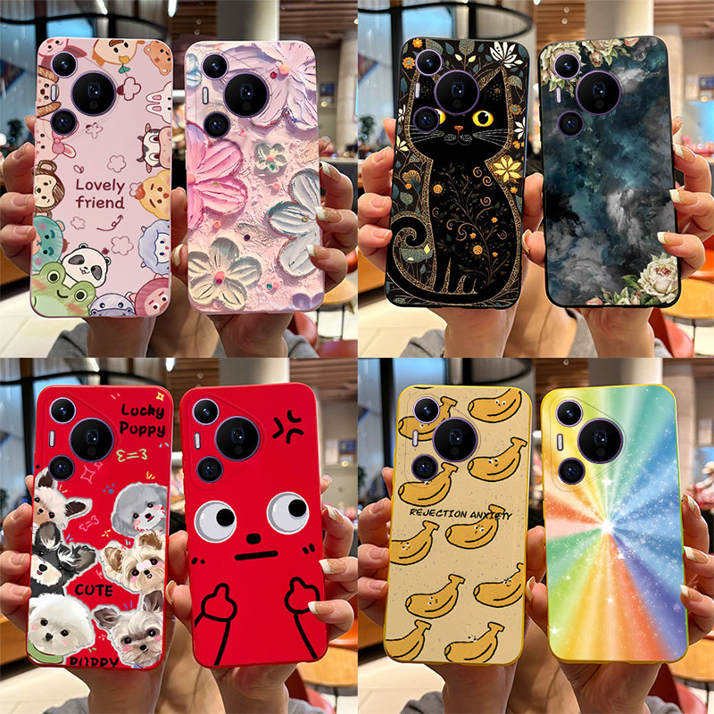 สําหรับ Huawei Pura 70 Pro Plus Pura70 Pura70Pro P70 ปลอกน่ารักการ์ตูนลูกสุนัขสุนัขรูปแบบกรณีกันชนกันกระแทกป้องกันปกหลัง