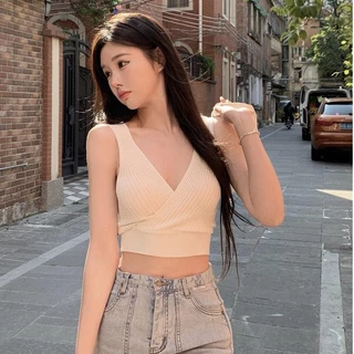 Lune_Grace เสื้อกล้ามไหมพรม วีเล็กหน้าหลัง เซ็กซี่ สายฝอ ผ้าร่องนุ่มใส่สบาย แฟชั่นแนวเกาหลี -พร้อมส่งจากไทย- รุ่น28918