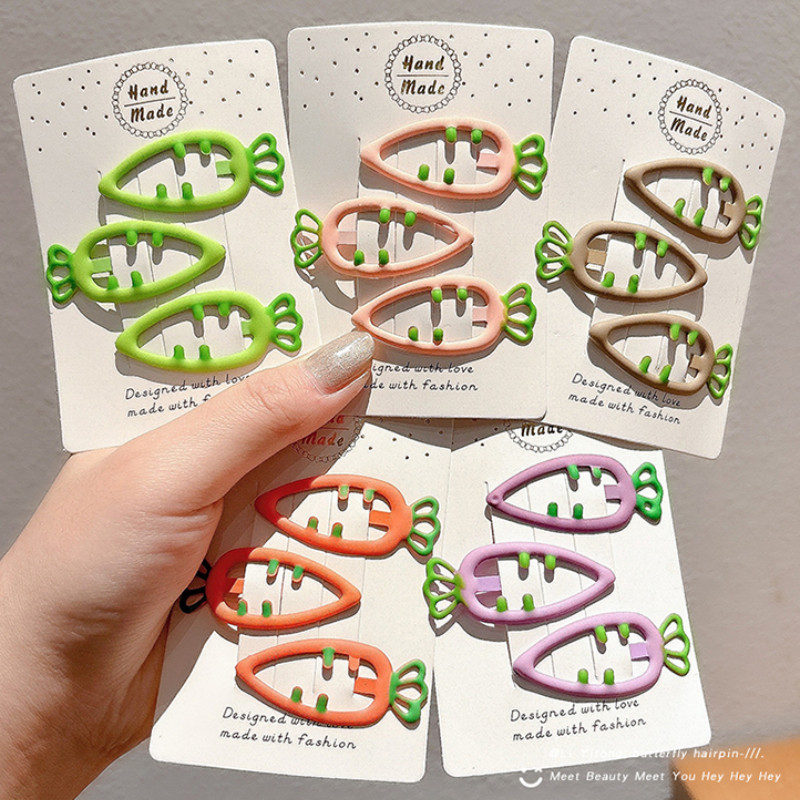 9ชิ้นแฟชั่นเกาหลีที่มีสีสันbbคลิปน่ารักแครอทกิ๊บเด็กอุปกรณ์ผมชุด