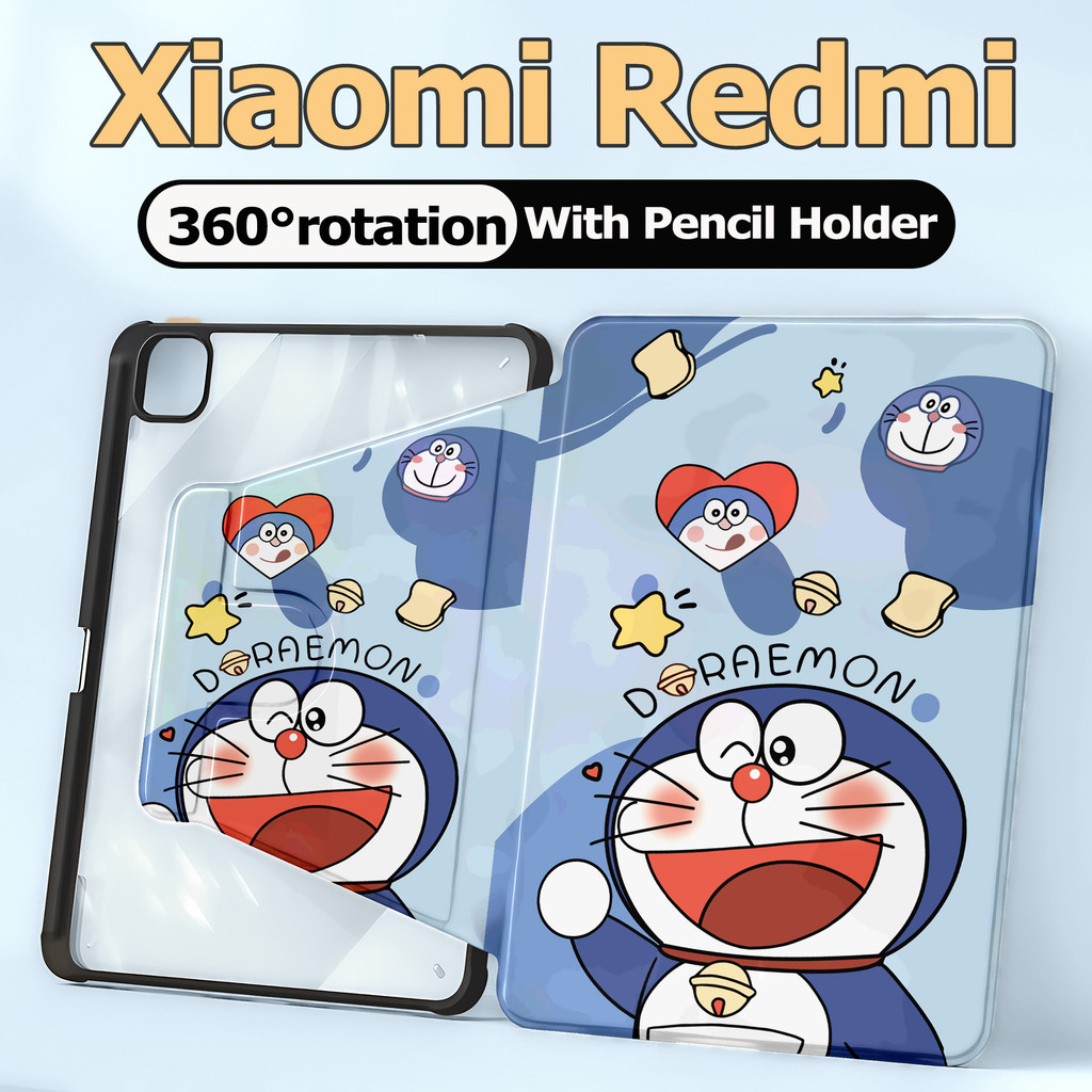 【Xiaomi/Redmi】ใช้สำหรับ เคส Redmi Pad SE 11inch เคส Xiaomi Pad 7 6 5 เสี่ยวมี่ แพด 5 6 Pro and Redmi Pad2 Pad 10.61/pad pro12.1 พร้อมถาดใส่ปากกา Doraemon เคสแท็บเล็ต Xiaomi/Redmi