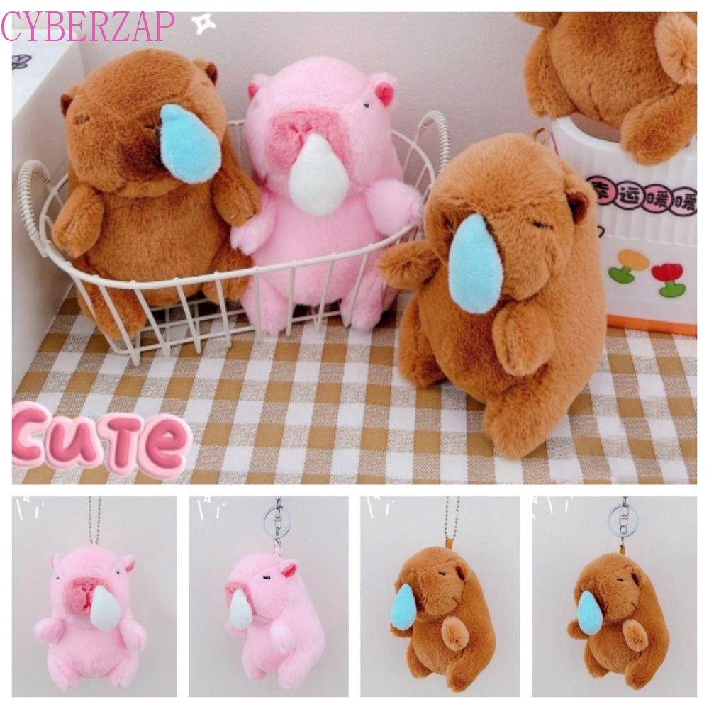 Cyberzap Snot Capibara พวงกุญแจ, Creative ตุ๊กตาน่ารัก Capybara พวงกุญแจ, แฟชั่นสีชมพูตลกนุ่มดึง Snot Kapibara จี้กระเป๋าแขวน