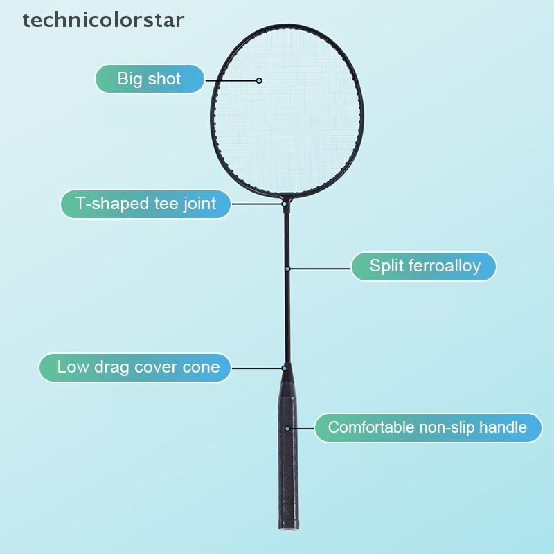 Trsr 2 ชิ้นชุดไม้แบดมินตัน Ultralight แยก Ferro โลหะผสมผู้ใหญ่ไม้แบดมินตันกระเป๋าโจมตีและ Defending Jelly