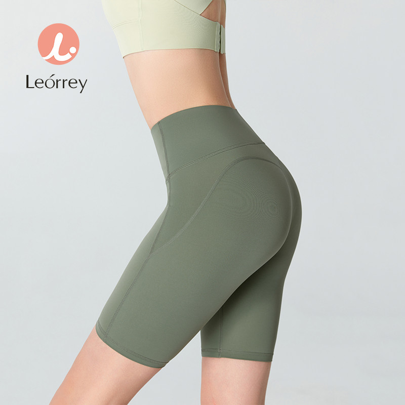 Leorrey-กางเกงออกกำลังกายขาสั้นโยคะฟิตเนสกางเกงห้าส่วน