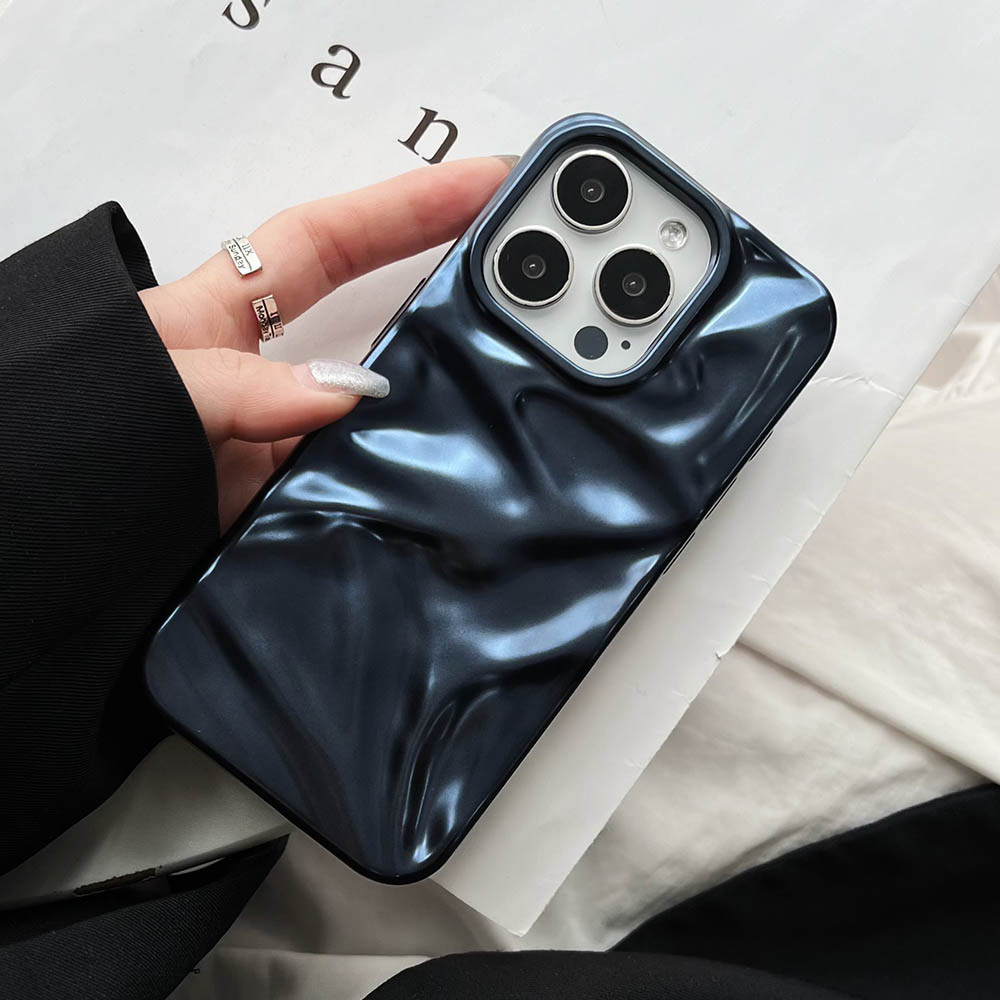 หรูหรา 3D พับริ้วรอยสําหรับ iPhone 17 16 15 14 13 12 Pro Max 11 17Air Soft TPU กันชนป้องกันโทรศัพท์ฝาหลังสําหรับ iPhone 16Plus