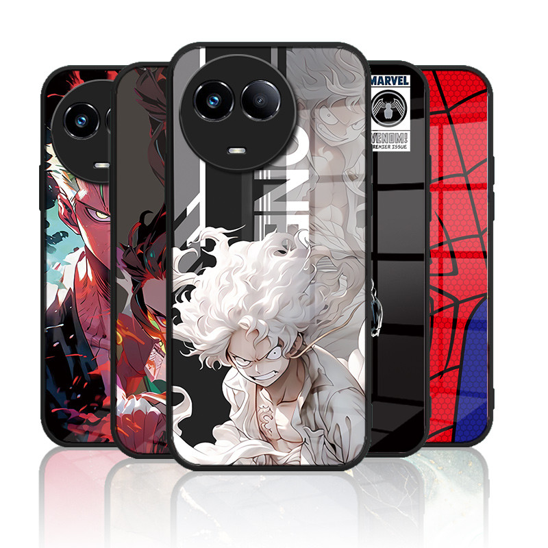เคสกระจก OPPO realme 11 5g / realme 11X 5g เคสกระจกนิรภัยฝาหลังแบบแข็งขอบซิลิคอนอ่อน