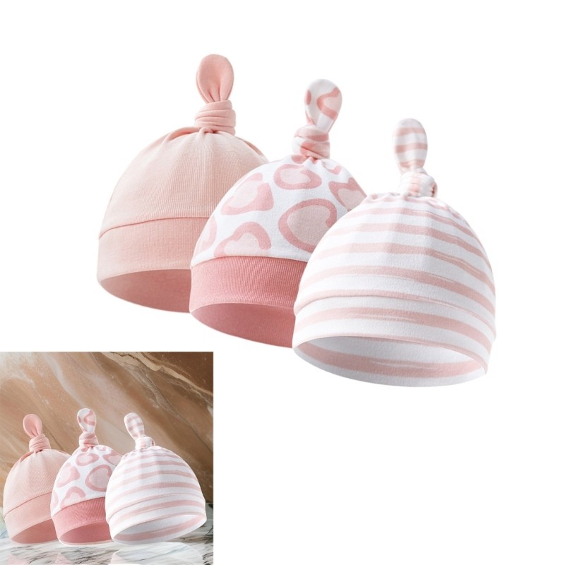 Omg * 1 PC 3pcs หมวกเด็กผูกปมหมวกอบอุ่น Windproof ทารก Bonnet หมวกทารกแรกเกิด Bonnet ฝักบัวปัจจุบันสําหรับ 0-3 เดือน Boys G