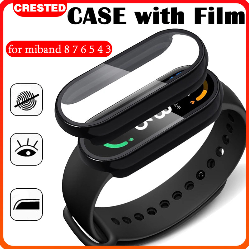 กรณีสำหรับ Xiaomi Mi Band 8 7 6 5 4 กระจกนิรภัยป้องกันพีซี Mi Band 3 ป้องกันรอยขีดข่วนปก