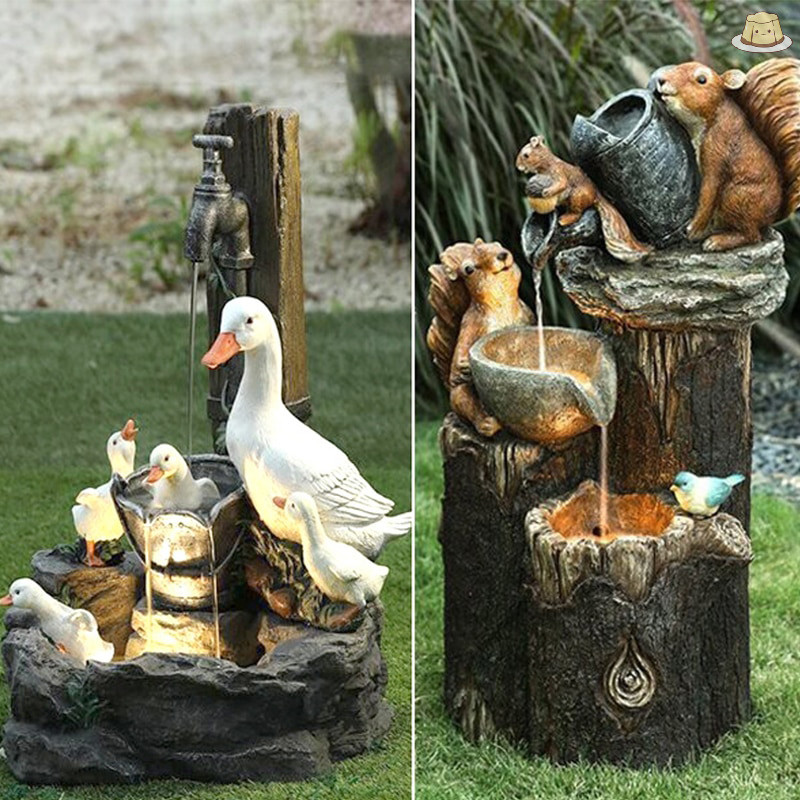 [GZ] เป็ดกระรอกพลังงานแสงอาทิตย์เรซิ่นลานน้ําพุสวนออกแบบด้วยพลังงานแสงอาทิตย์ TH