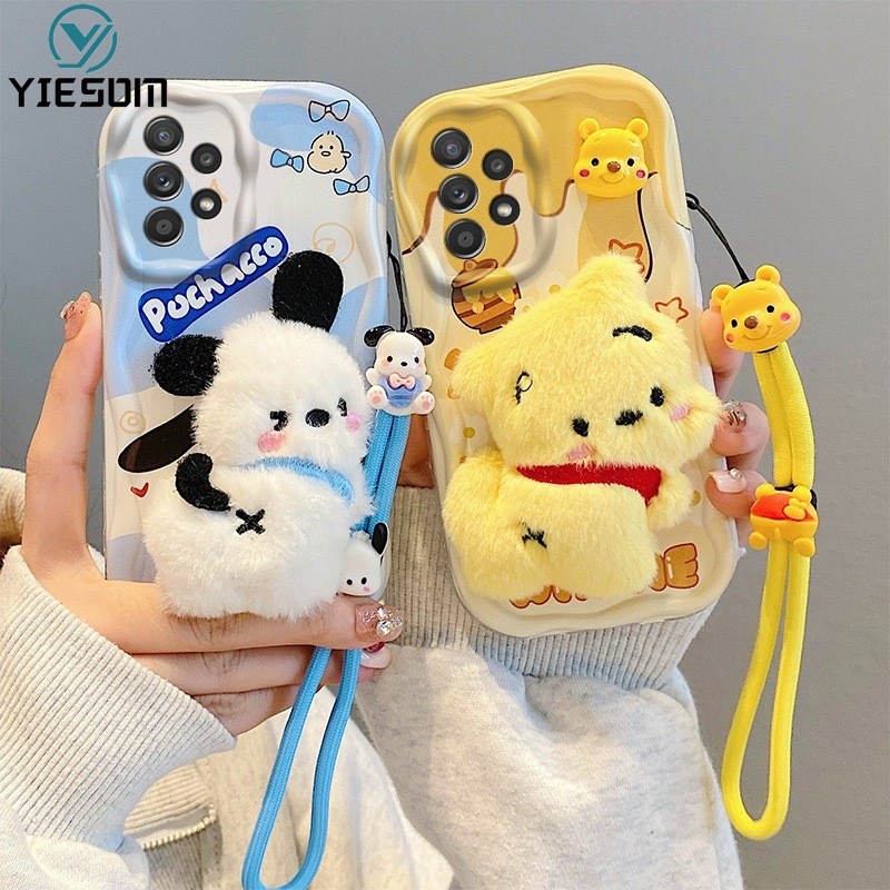 SAMSUNG การ์ตูนตุ๊กตาเคสโทรศัพท์สําหรับSamsung Galaxy A53 A23 A13 A52 A52S 5G A32 A22 A12 A51 4G A31 A21Sน่ารักKittyหมีสุนัขข้อมือสายคล้องมือซิลิโคน