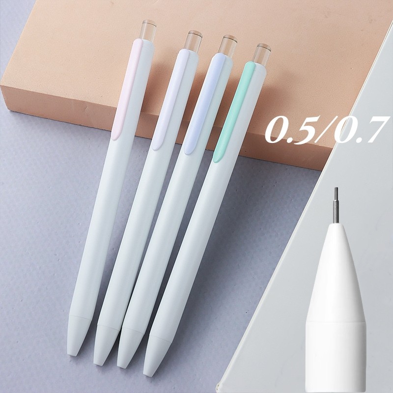 ดินสอกดสีขาวเรียบง่าย 0.5/0.7 เครื่องเขียนนักเรียนมูลค่าสูง WJ649