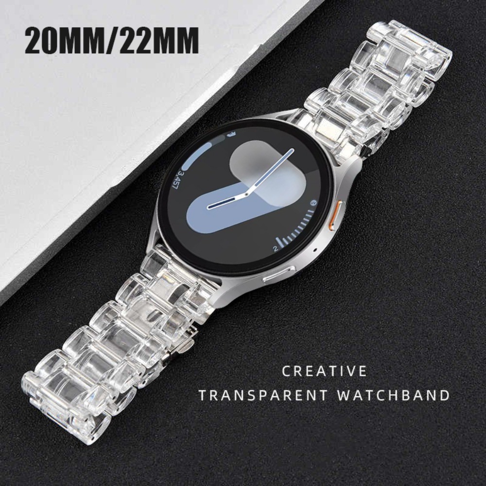 20 มม.22 มม.สายโปร่งใสสําหรับ Samsung Galaxy Watch FE/7/6/5/4 44 มม.40 มม./Active 2/S3 หัวเข็มขัดพับสําหรับ Huawei GT4 gt3 2E สร้อยข้อมือ