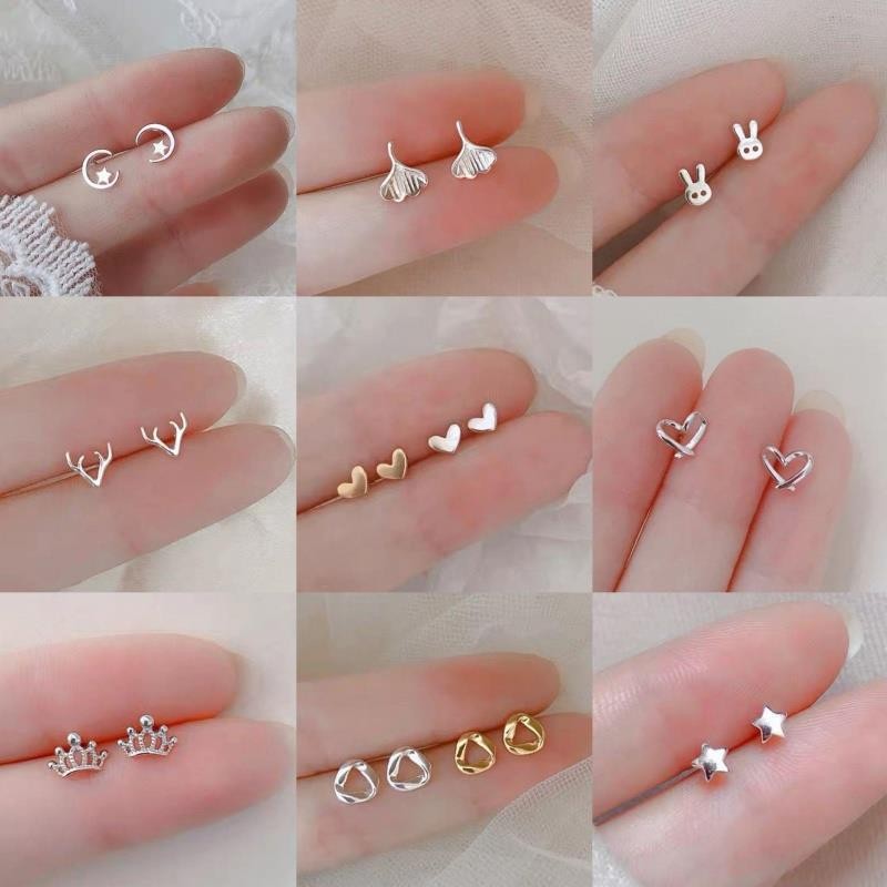 ต่างหูเงิน จี้รูปลายน่ารัด เครื่องประดับ สําหรับผู้หญิง #AA-0003