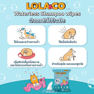 Lola&Co Waterless Shampoo Wipes ทิชชู่เปียกผสมแชมพู เช็ดทำความสะอาดสัตว์เลี้ยง 1 แพ็ค 28 แผ่น