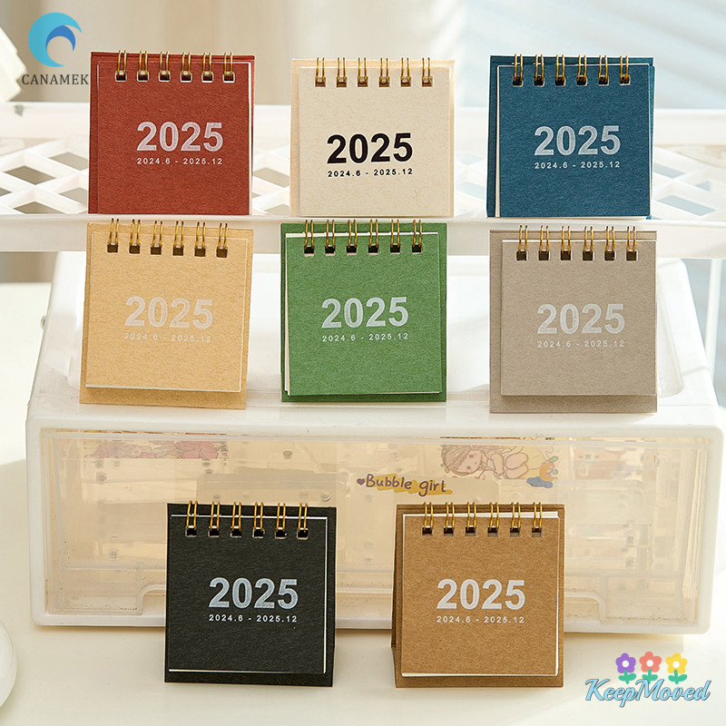 Keepmoving Kawaii Mini Simple ปฏิทินตั้งโต๊ะขนาดเล็กปฏิทินแบบพกพา Punch Plan เดสก์ท็อปตกแต่งทุกวันรายเดือนปีวางแผนของขวัญใหม่