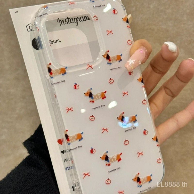 เคสโทรศัพท์สำหรับ iPhone สดใส16Pro/15/14แบบเต็มหน้าจอโบว์ลูกสุนัข13/12/11PROMAX เฉพาะกลุ่ม XR/xsmax 7/8PLUS เคสป้องกันแบบเต็มรูขนาดใหญ่ l3br