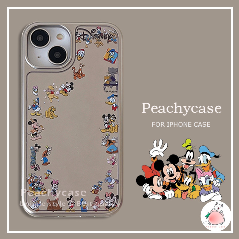 Disney Mickey Mouse Donald Duck Mirror เคสโทรศัพท์สําหรับ iPhone 16 15 14 13 12 Pro Max 16promax Dirt Resistance Hard Casing ฝาหลัง