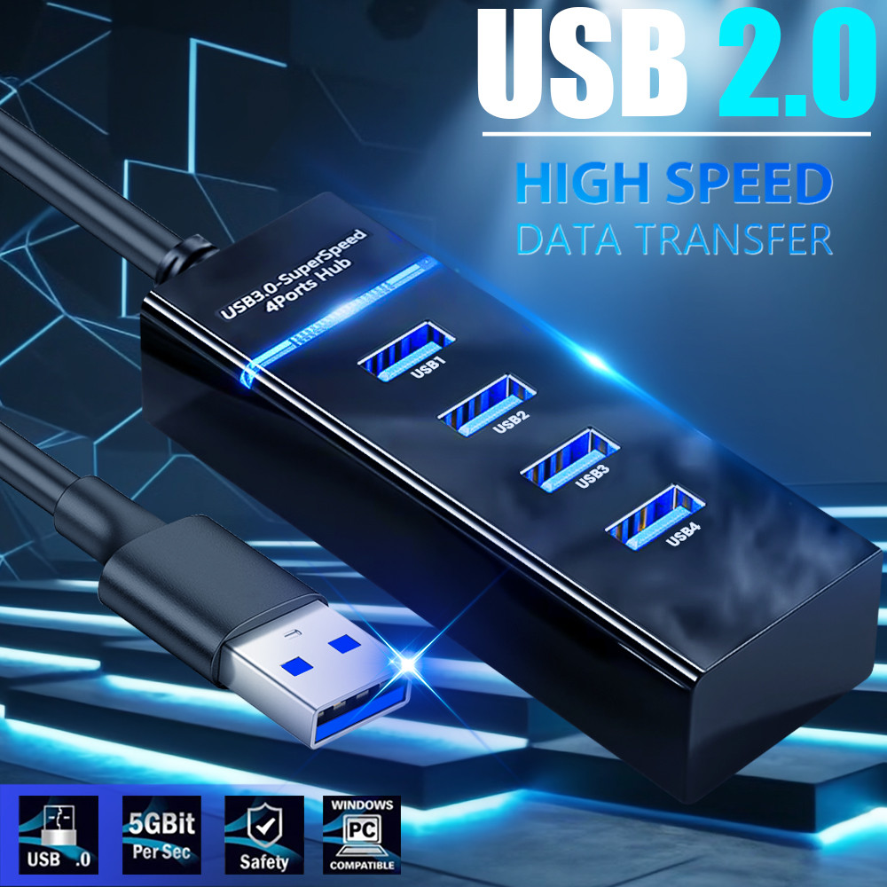 4 พอร์ต Usb 2.0 Hub Splitter อุปกรณ์แยกช่องเสียบ