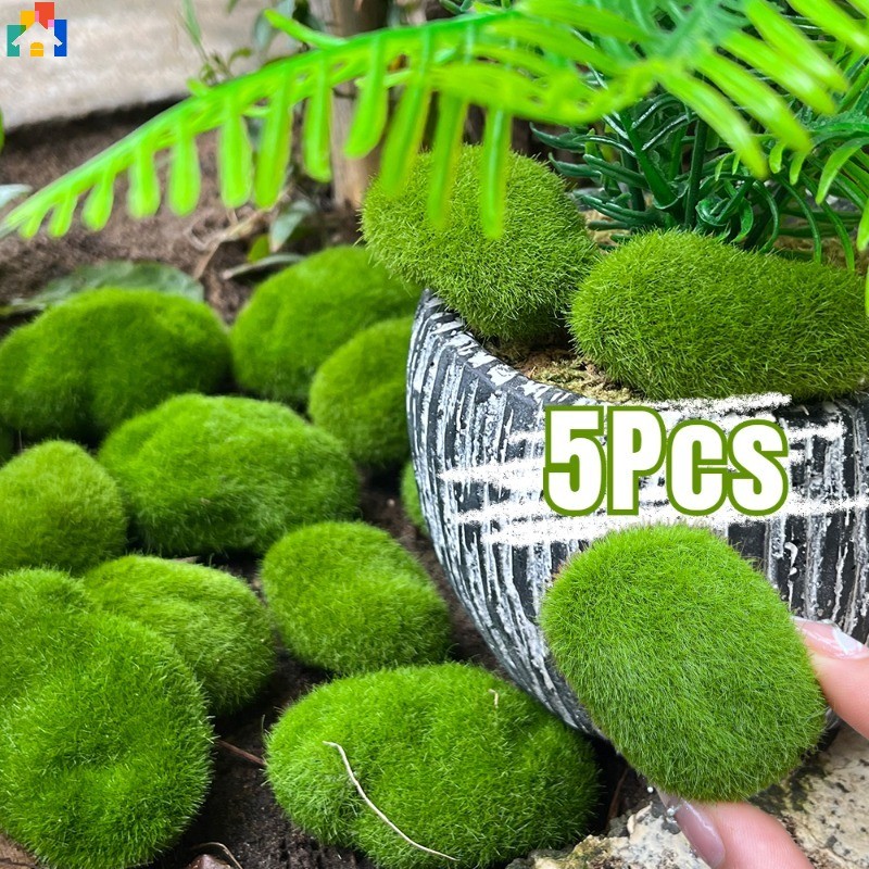 5ชิ้นประดิษฐ์โฟมพืชสีเขียวไมโครภูมิทัศน์มอสหินสร้างสรรค์ขนาดเล็กจําลองอุปกรณ์ตกแต่งสวน