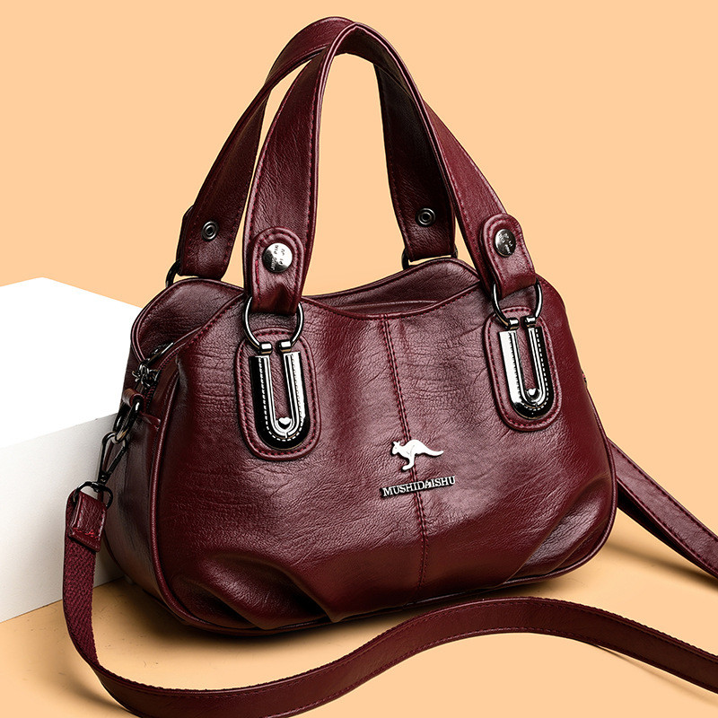 Textured Tote Bag High-End Simple Handbag All-Match กระเป๋าสะพาย Retro Messenger Bag