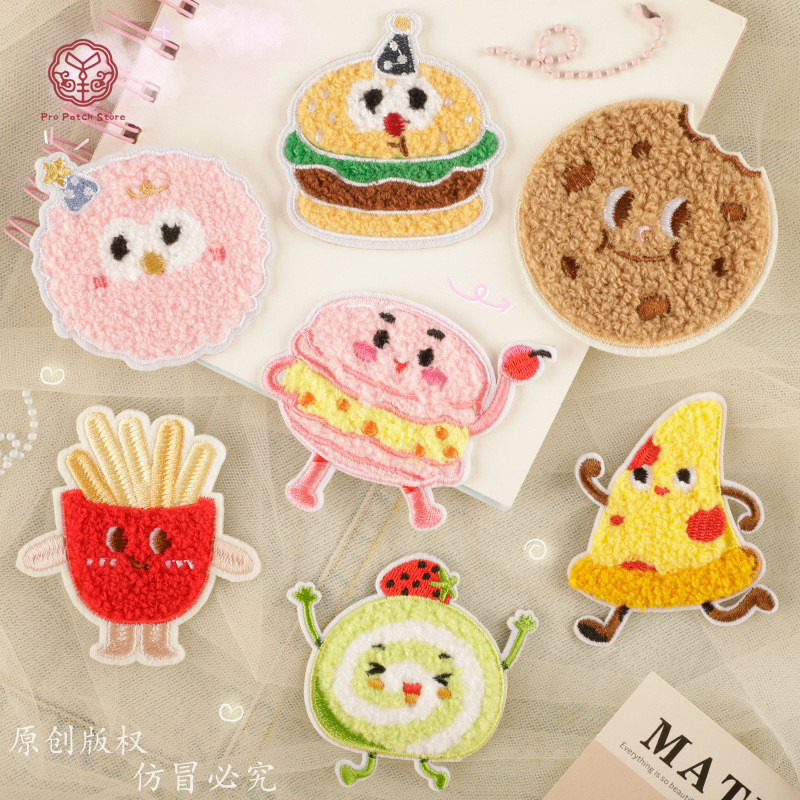 Pro Patch Store การ์ตูนผ้าเช็ดตัวเย็บปักถักร้อยอาหาร Series DIY Self-Adhesive ผ้าสติกเกอร์ DIY เย็บปักถักร้อยแพทช์สําหรับสติกเกอร์เย็บปักถักร้อยแพทช์สําหรับเสื้อผ้าป้ายสติกเกอร์