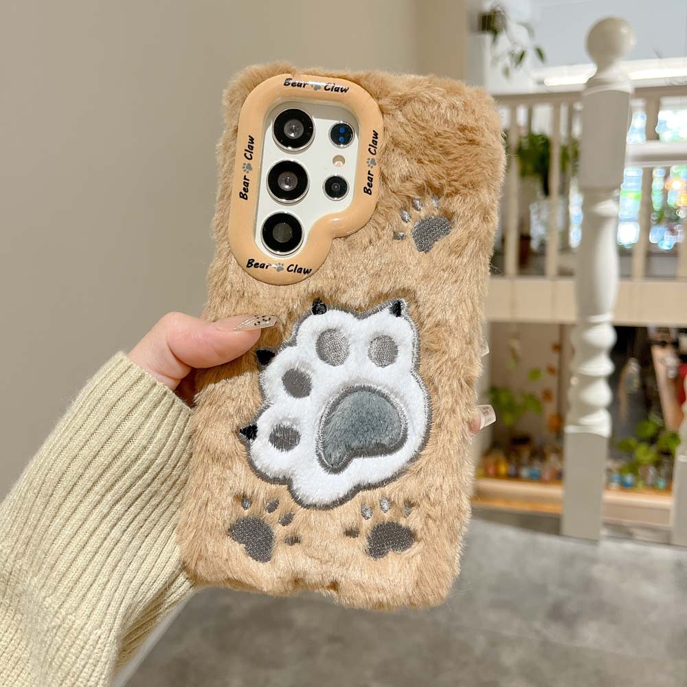Samsung S24Ultra เคสโทรศัพท์ตุ๊กตาลายอุ้งเท้าแมวน่ารัก S23 Ultra A55 A54 A15 A14 ปกอ่อนกันกระแทก