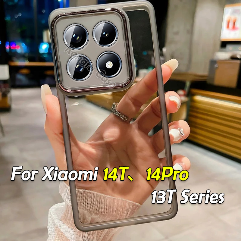 สีสันสําหรับ Xiaomi 14T Pro Xiaomi14TPro 14T 13T Xiaomi13TPro Xiao mi 5G สแควร์โปร่งใสเคสโทรศัพท์แฟชั่นคู่กันกระแทก Came เลนส์ป้องกันกรณีปกหลัง