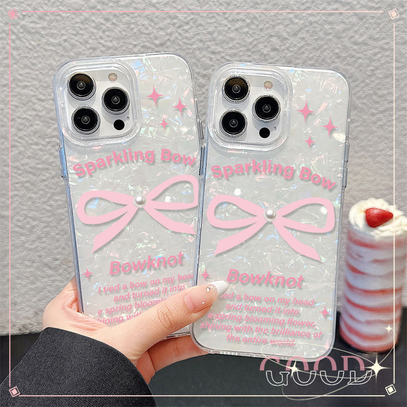 GOOD พรีเมี่ยม Pei แม่ ยิงเรเดียม ลายเปลือกหอย ใช้กับ เคสไอโฟน for 11 12 13 14 15PRO MAX XR/XS XSMAX 7PLUS/8PLUS โบว์