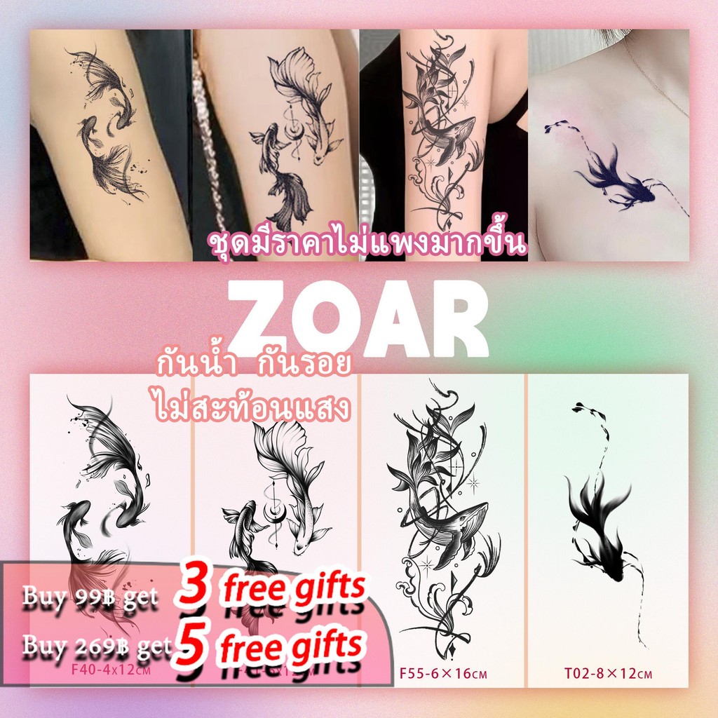 ZOAR-gattoo สัตว์ สติ๊กเกอร์รอยสักปลาวาฬและปลาโลมา S10 tattoo วาฬ ผู้หญิงน่ารัก เกอิชา สติ๊กเกอร์รอยสักสาวๆ