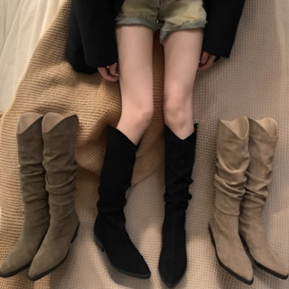 รองเท้าบูทแฟชั่นทรงสูงหนังนิ่มสำหรับฤดูหนาว PU เกาหลียืดหยุ่…