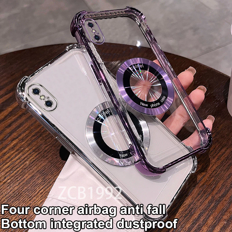 กันกระแทกเคสสําหรับ Iphone X XS XR XS MAX เคสโทรศัพท์ TPU แว่นขยายแม่เหล็กล่าสุดโปร่งใส premium Soft Case